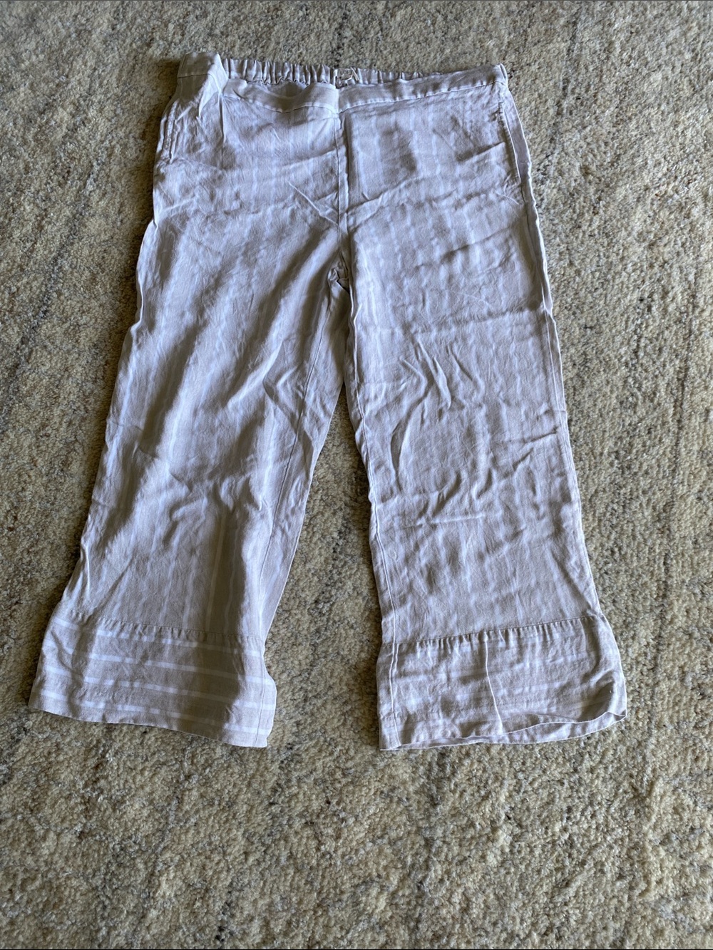 LOFT Cream Cropped Linen-Blend Pants